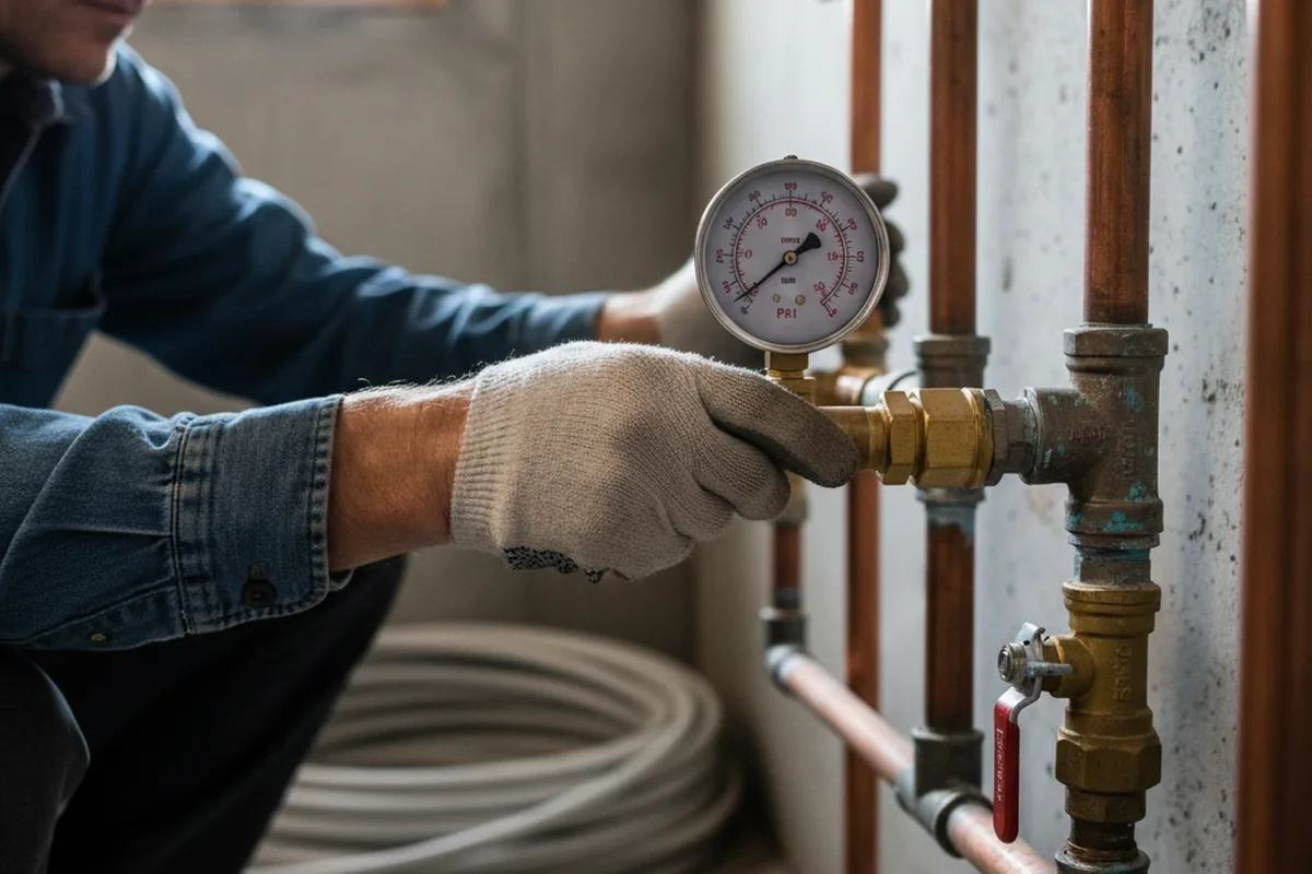 Pressure testing a repaired line during Water Line Repair in College Park