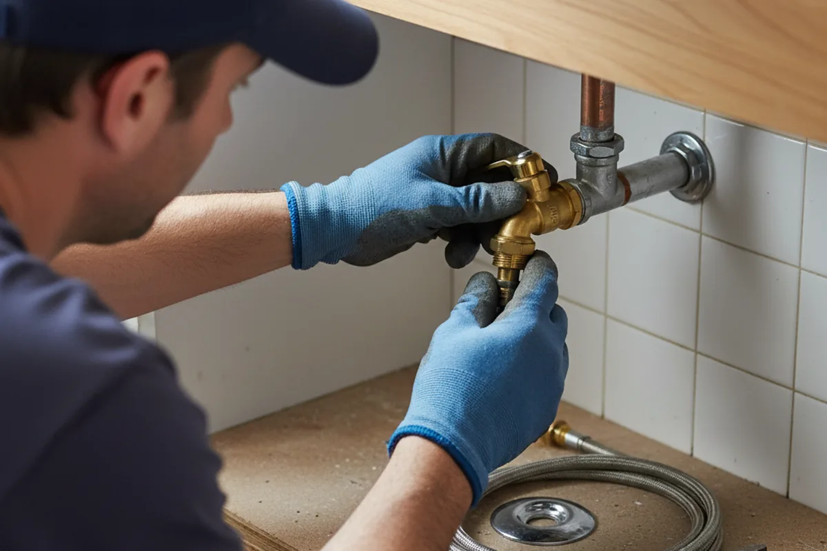 Shutoff valve and fitting work during Burst Pipe Repair in College Park